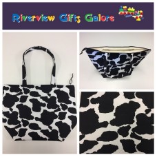 Large Tote Bag With Zip - Cow Print Large Tote Bag With Zip - Cow Print